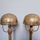 Pair of bronze and brass table lamps, early 20th century