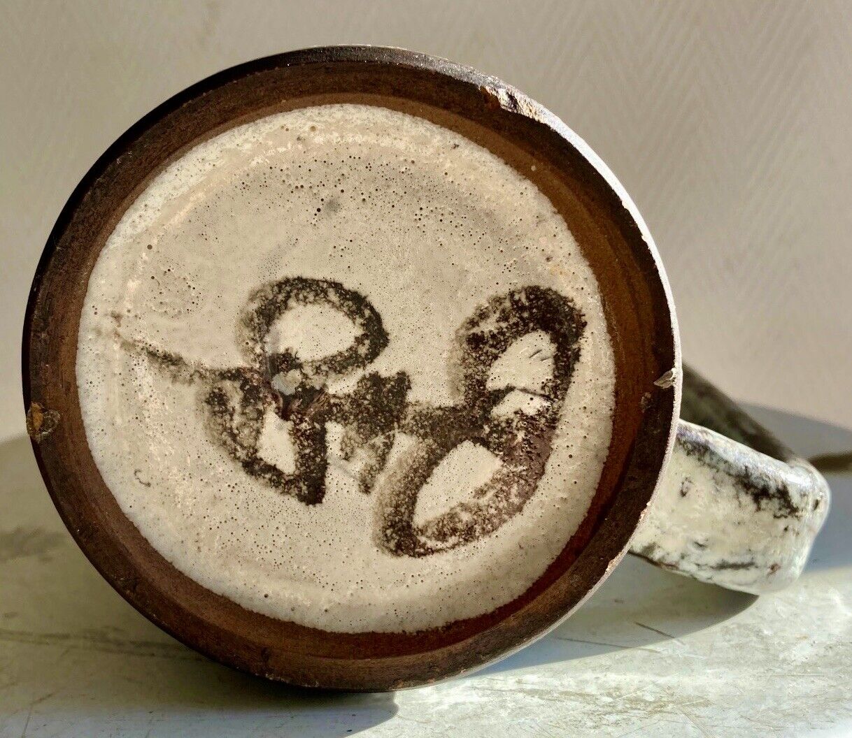 Glazed ceramic mug by Le mûrier Gustave Reynaud and M.Barbier -