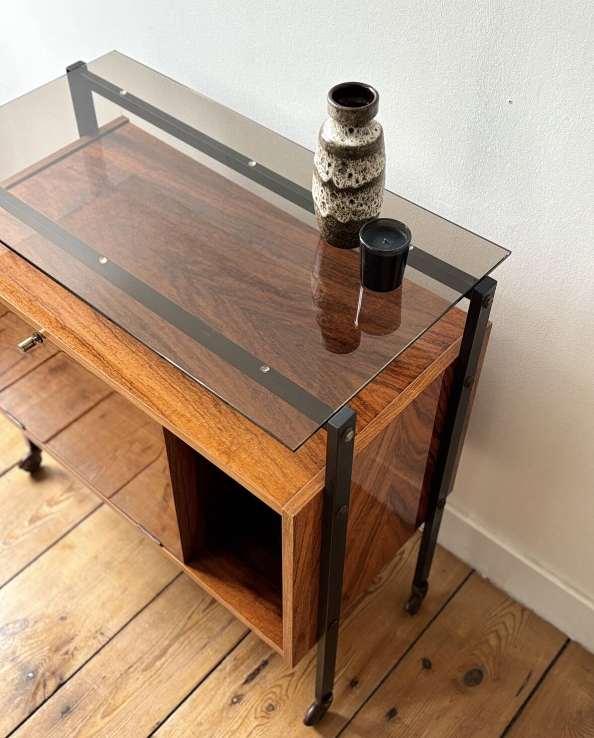 Bar cabinet on wheels