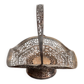 Silver Metal Openwork Vintage Art Deco Fruit Basket