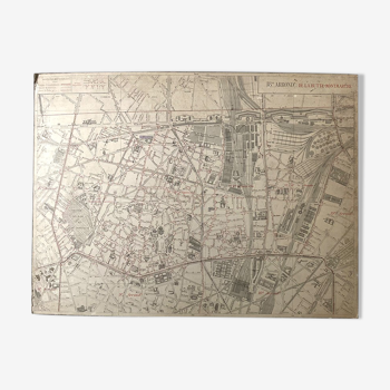 Carte ancienne cartonnée de Paris - 18ème Arrondissement