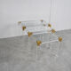 Vintage lucite and brass nesting tables, 1970s