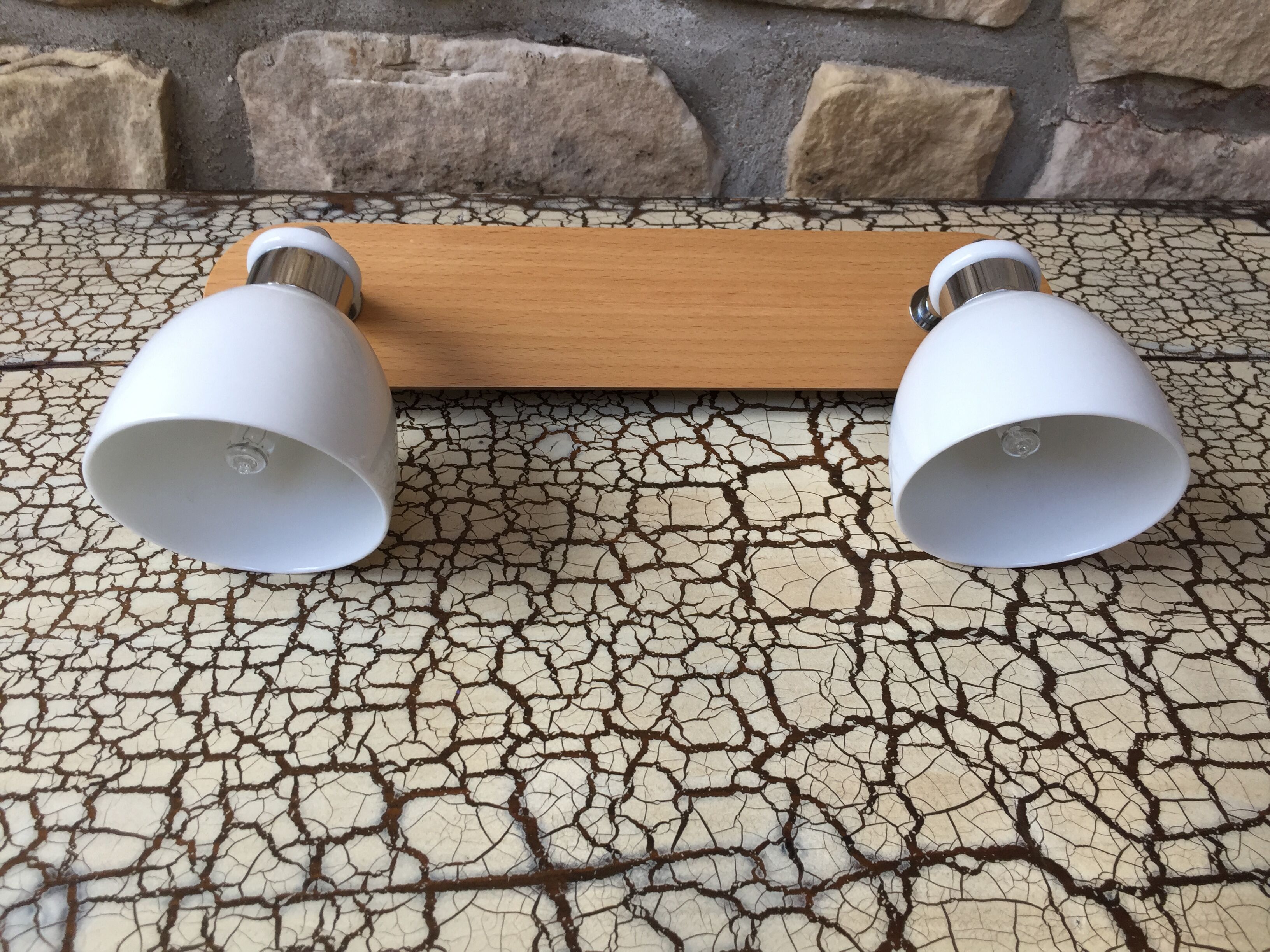 Vintage double metal and porcelain sconce