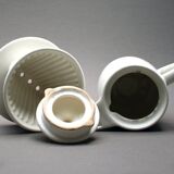 White ceramic coffeemaker and melitta filter, 60 years