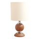 Wooden and silver metal lamp, off-white lampshade, 1970s