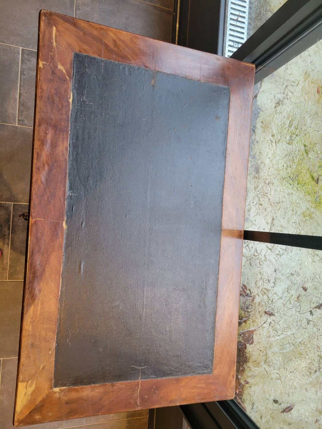 Side table with drawer and leather top