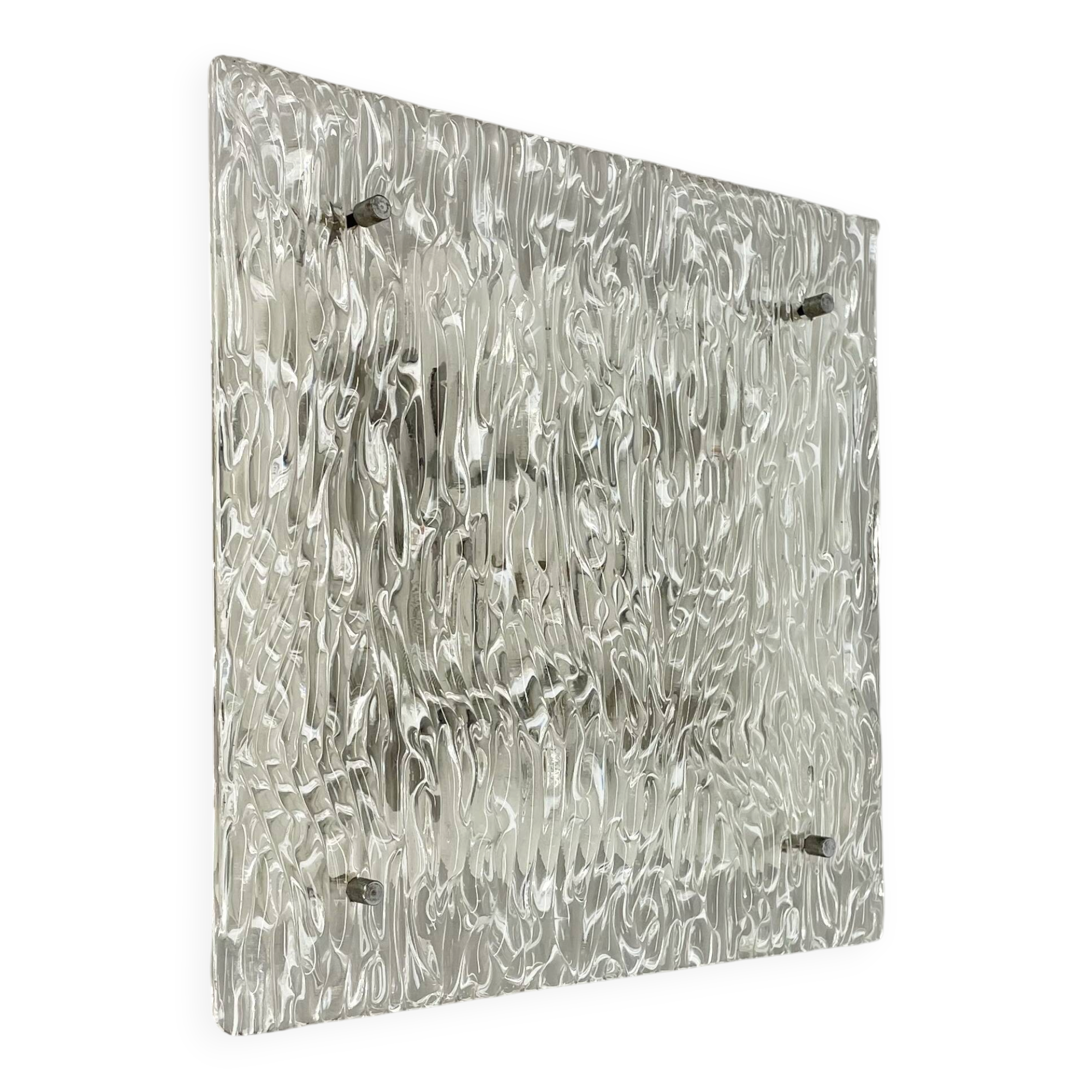Large organic Hollywood Regency Ice Glass Wall Light Made by Kalmar Lights