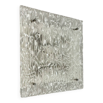 Large organic Hollywood Regency Ice Glass Wall Light Made by Kalmar Lights