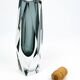 Faceted submerged vase, grey-blue Murano glass – dlg Flavio Poli