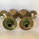 Pair of tulip foot candlesticks in brass
