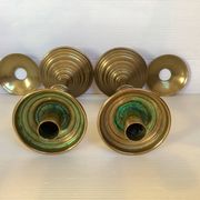 Pair of tulip foot candlesticks in brass