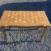 Vintage oak marquetry coffee table, Louis XV style - top motif
