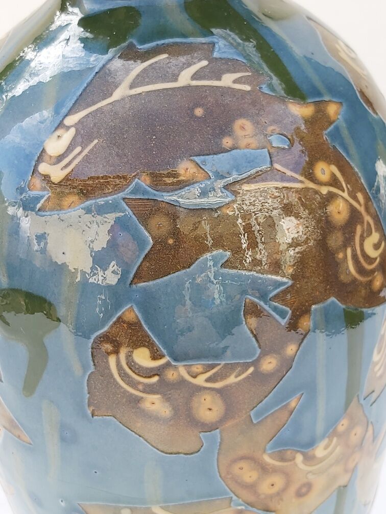 Vase Emile Simonod Savoie fish decorations