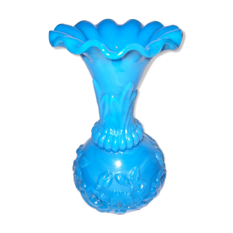 Vase portieux en opaline bleu turquoise 12cm