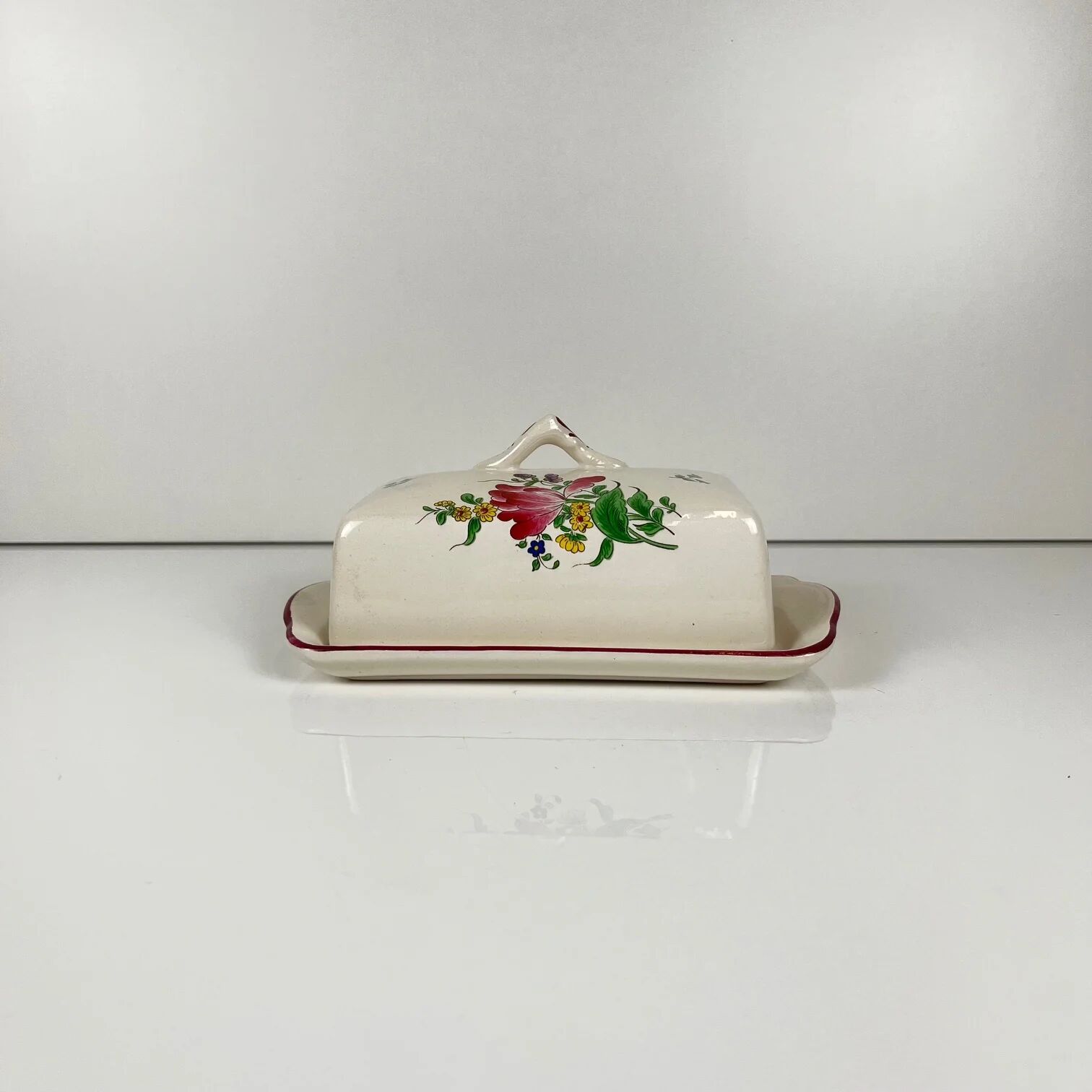 Butter dish KG Luneville model Réverbère 1950, earthenware
