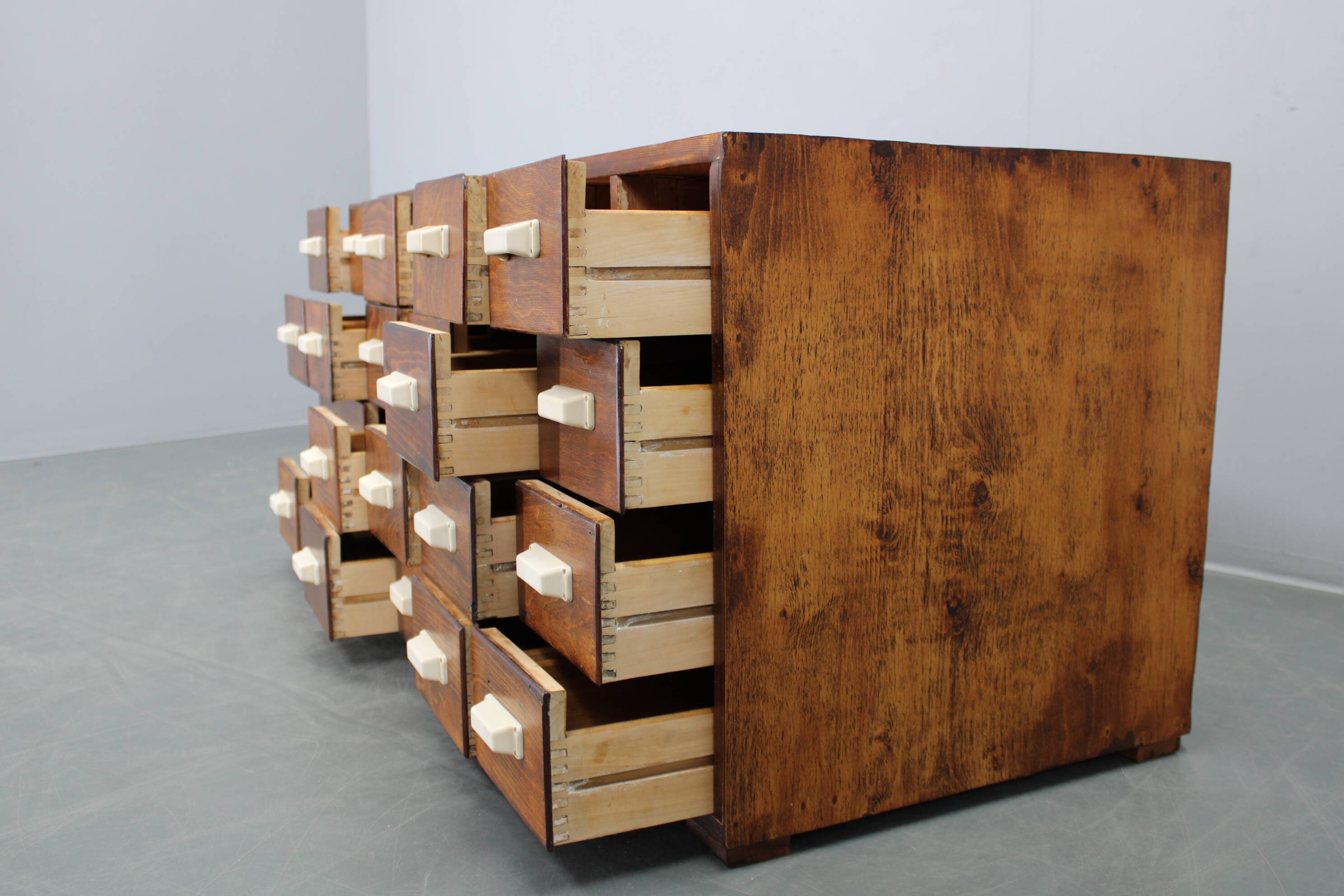 1940s Czechoslovak industrial bank drawer cabinet