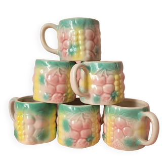 Lot de 6 tasses en barbotine