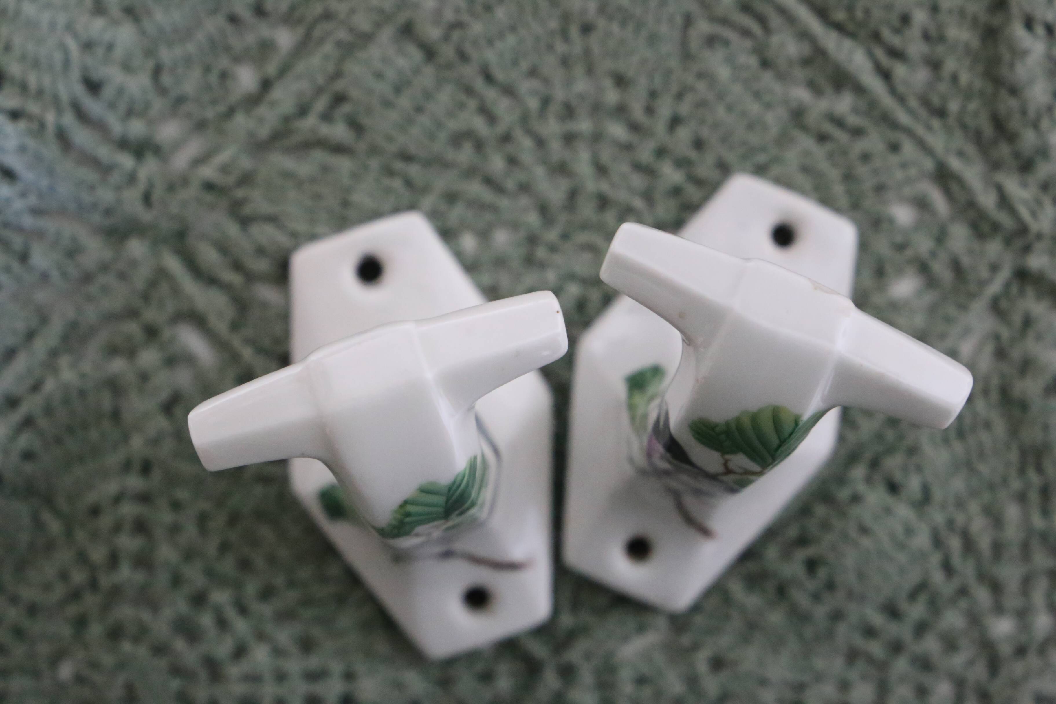 Pair of Paris porcelain coat hooks