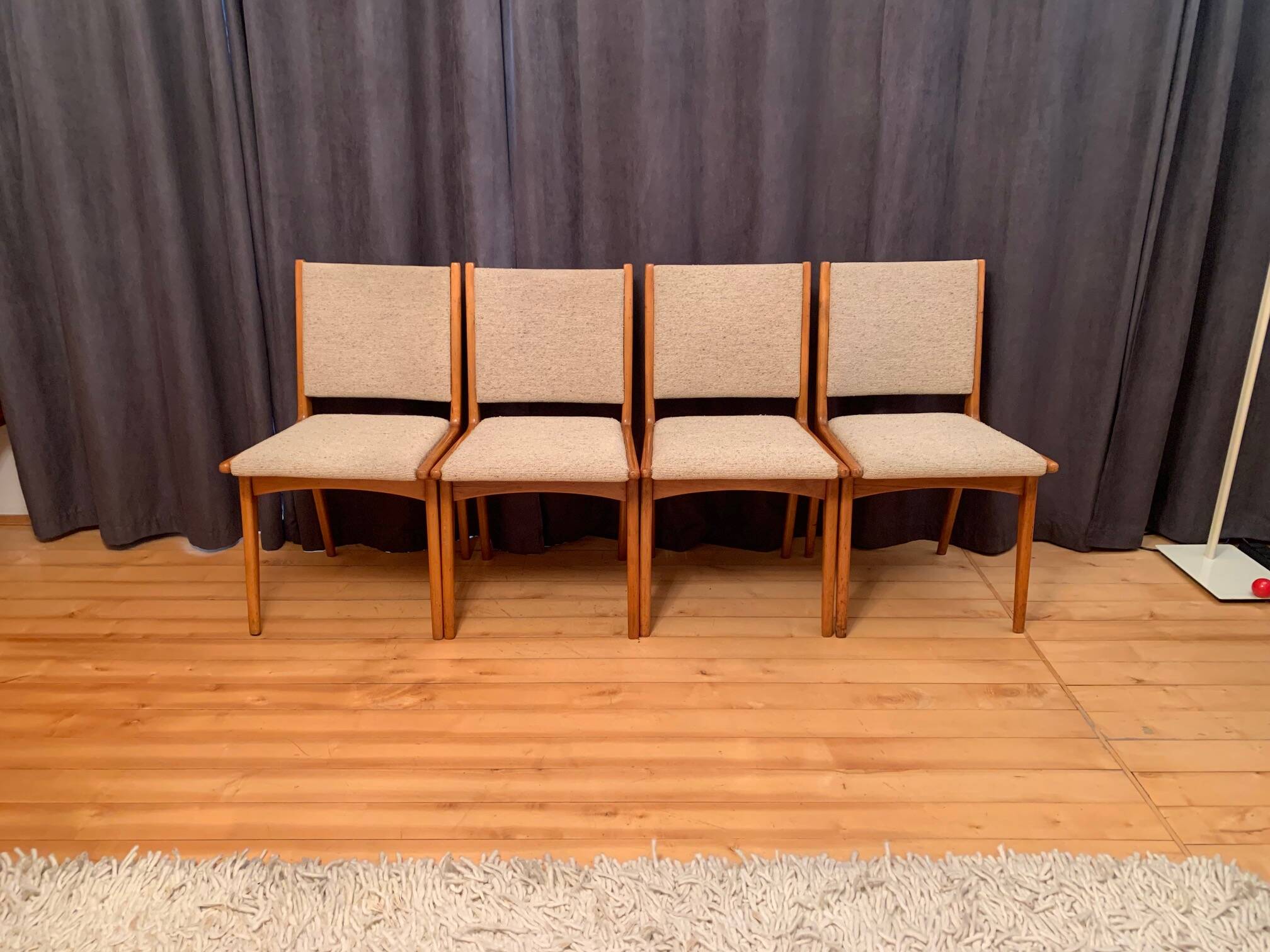 Set of four Cane Back chairs designed by Jens Risom, JO Carlssons, Sweden, 1950s