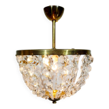 2-light brass and crystal ceiling light