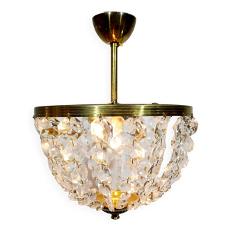 2-light brass and crystal ceiling light
