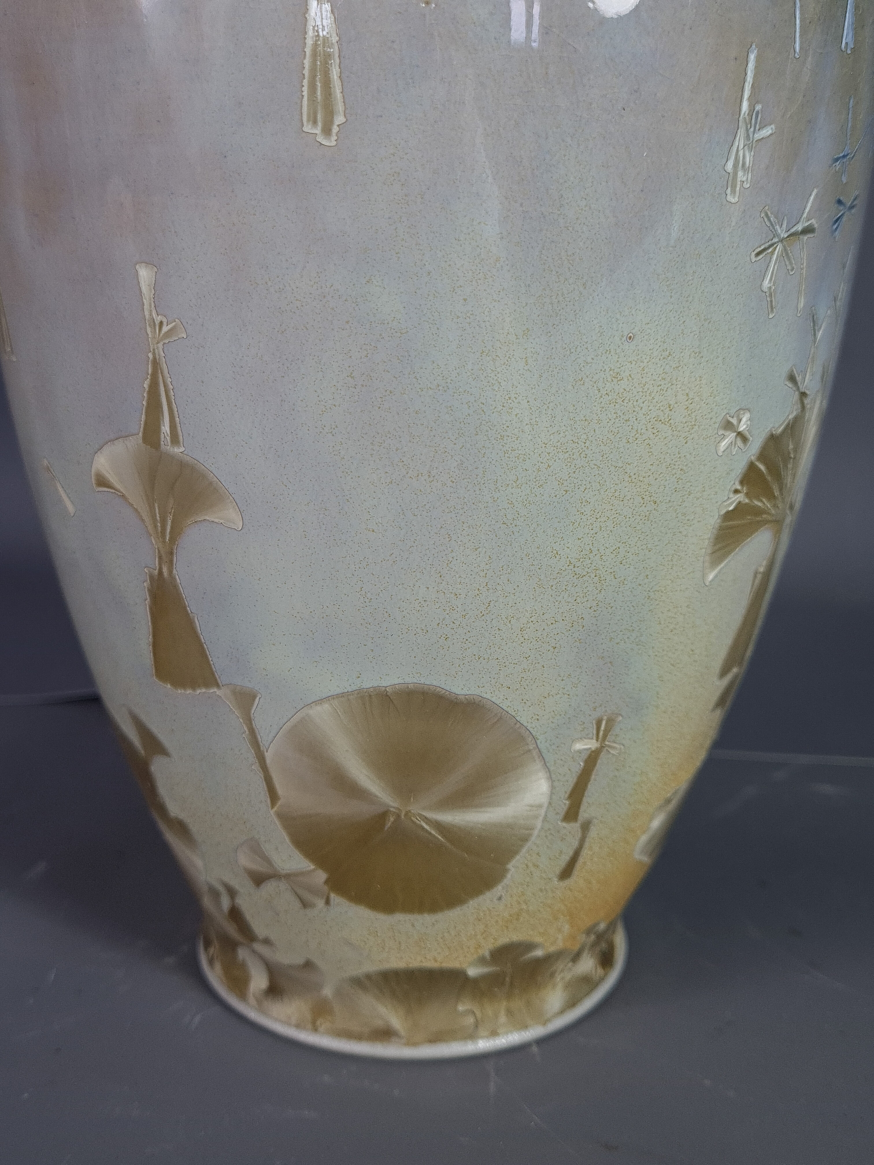 Designer vase ceramic glazed and iridescent vintage 80s