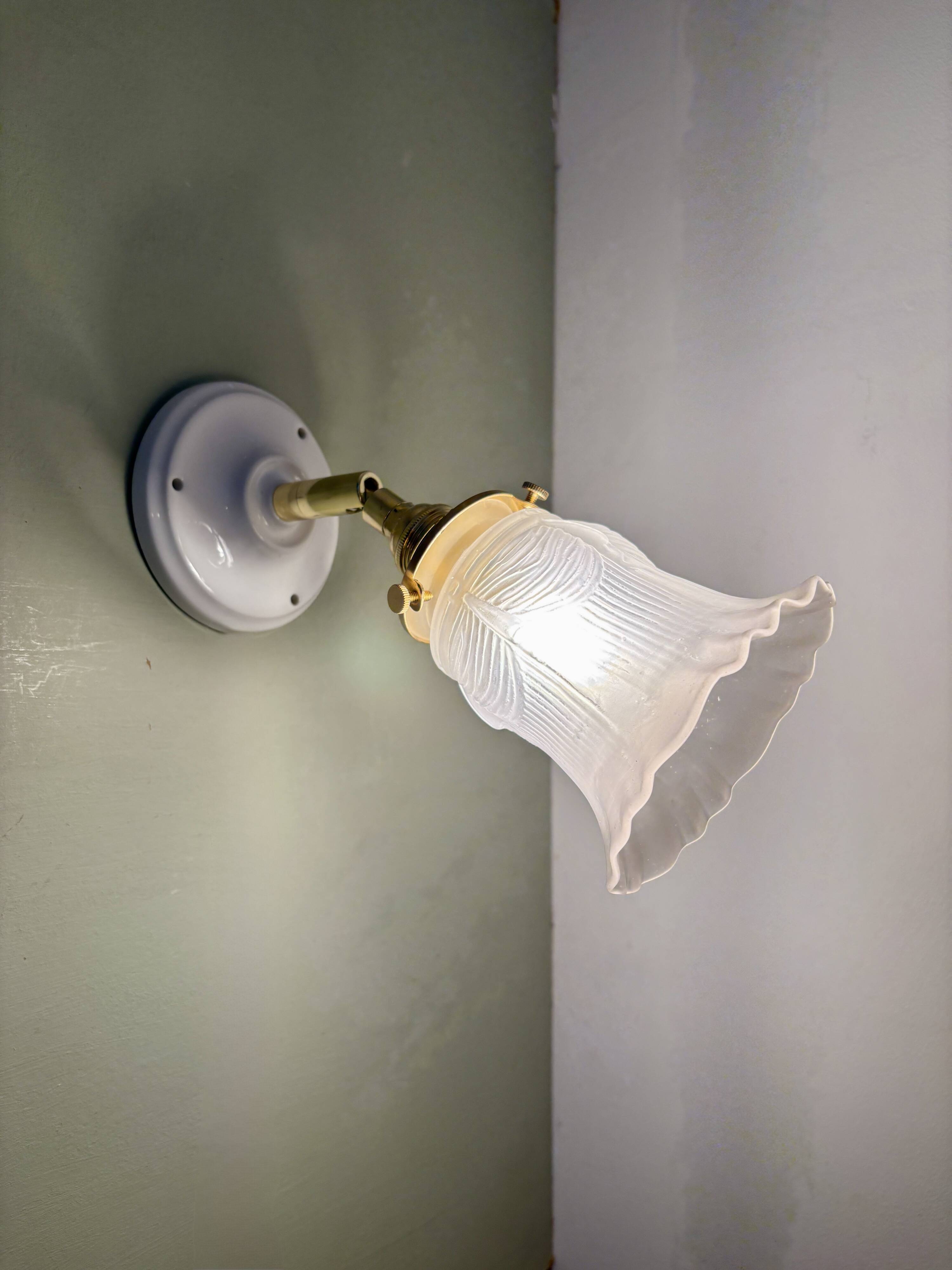 Vintage frosted glass tulip wall lamp
