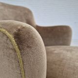 1970s, Danish lounge chair, original condition, furniture velour, beech wood legs.