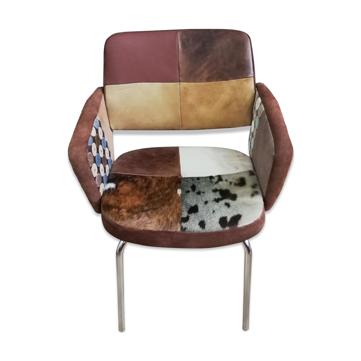 60s leather pachworks armchair