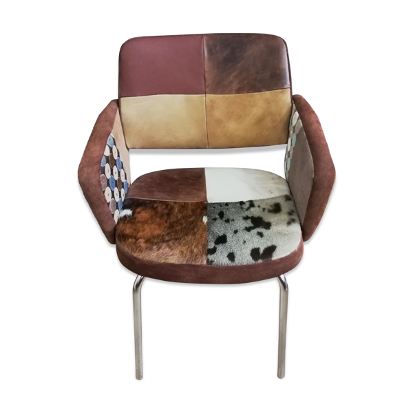 Fauteuil années 60 pachworks cuir