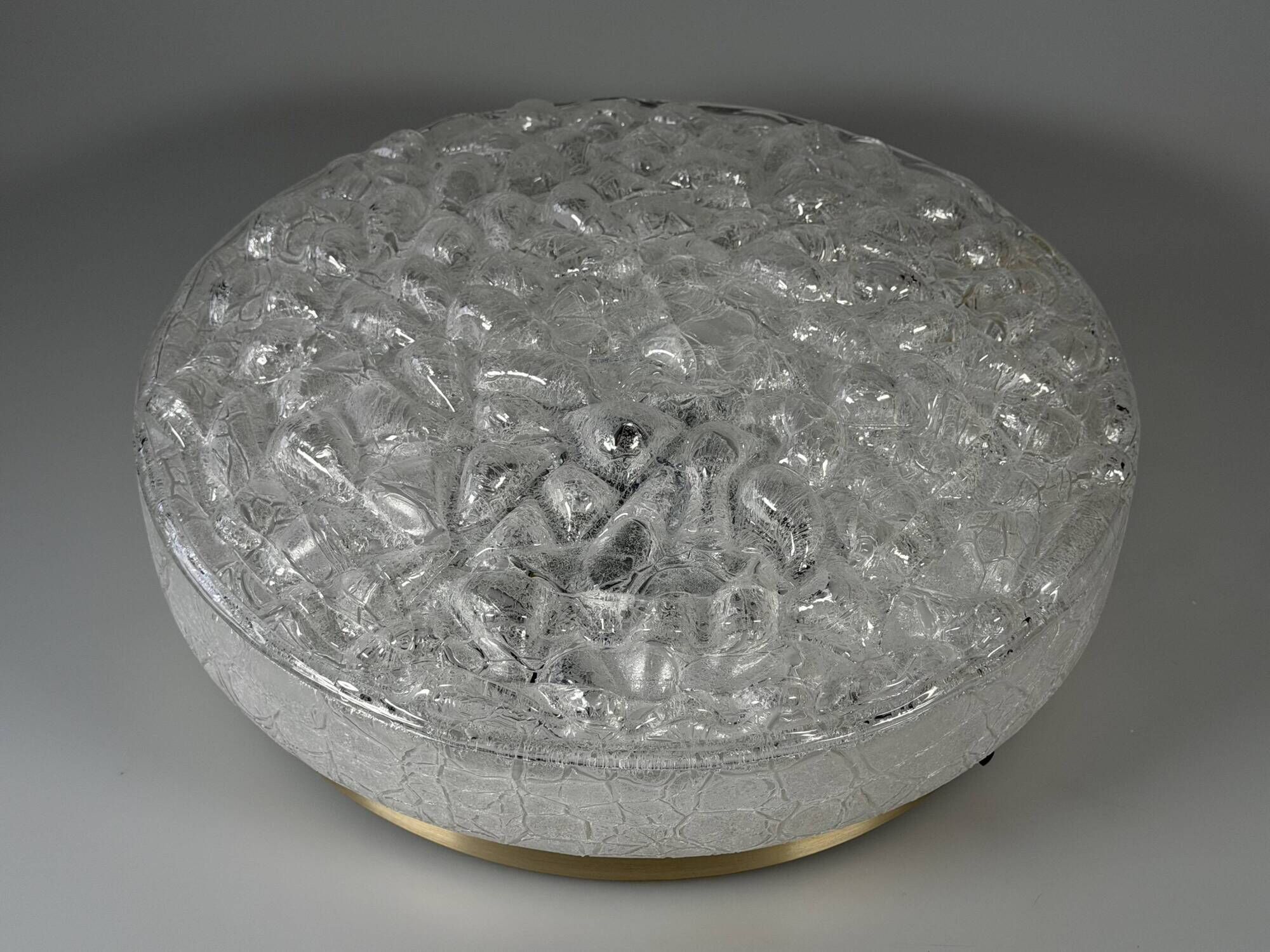 1960s 1970s Ceiling Lamp Ice Glass Doria Germany Space Age Design