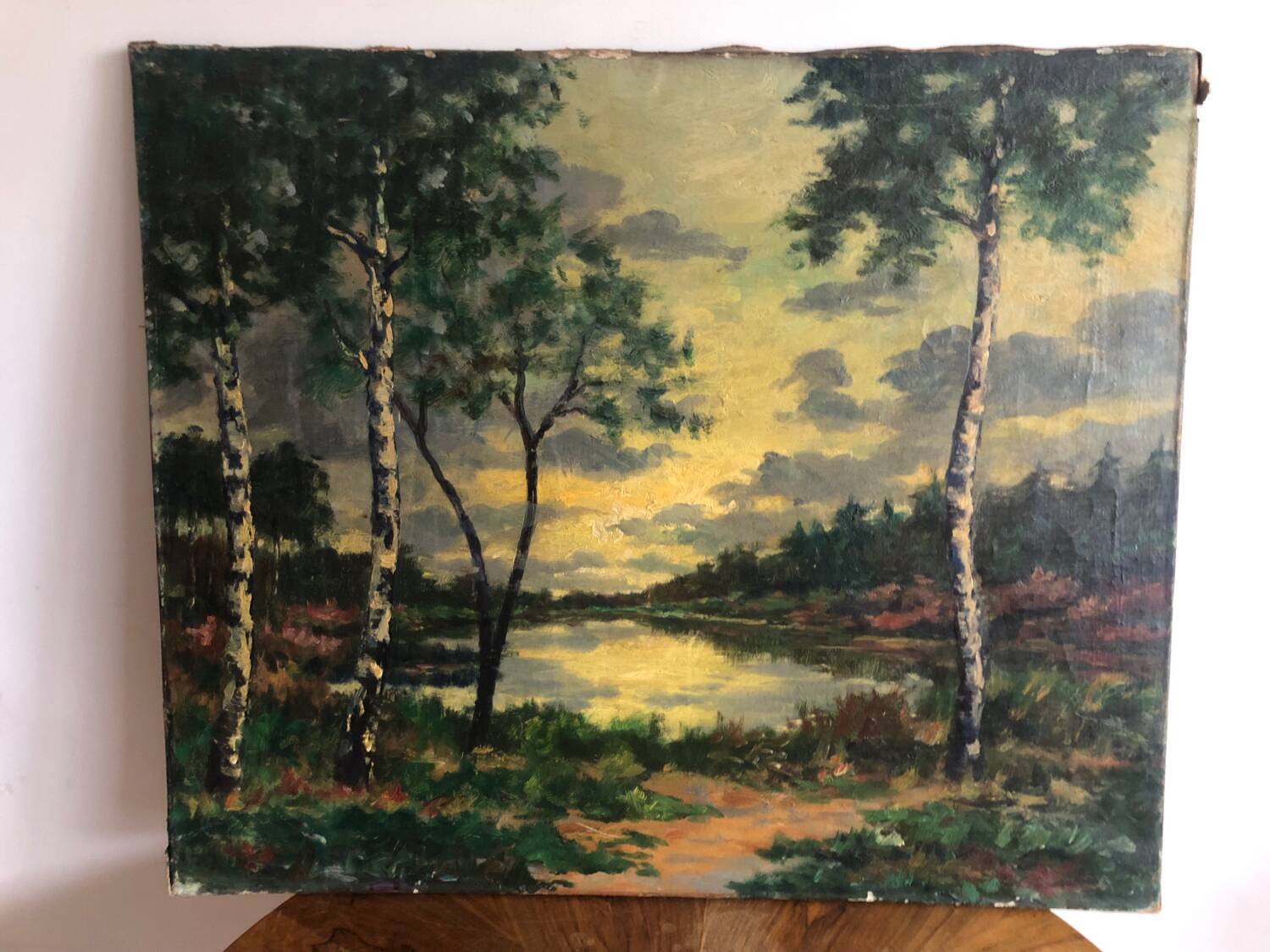 Oil on canvas countryside landscape