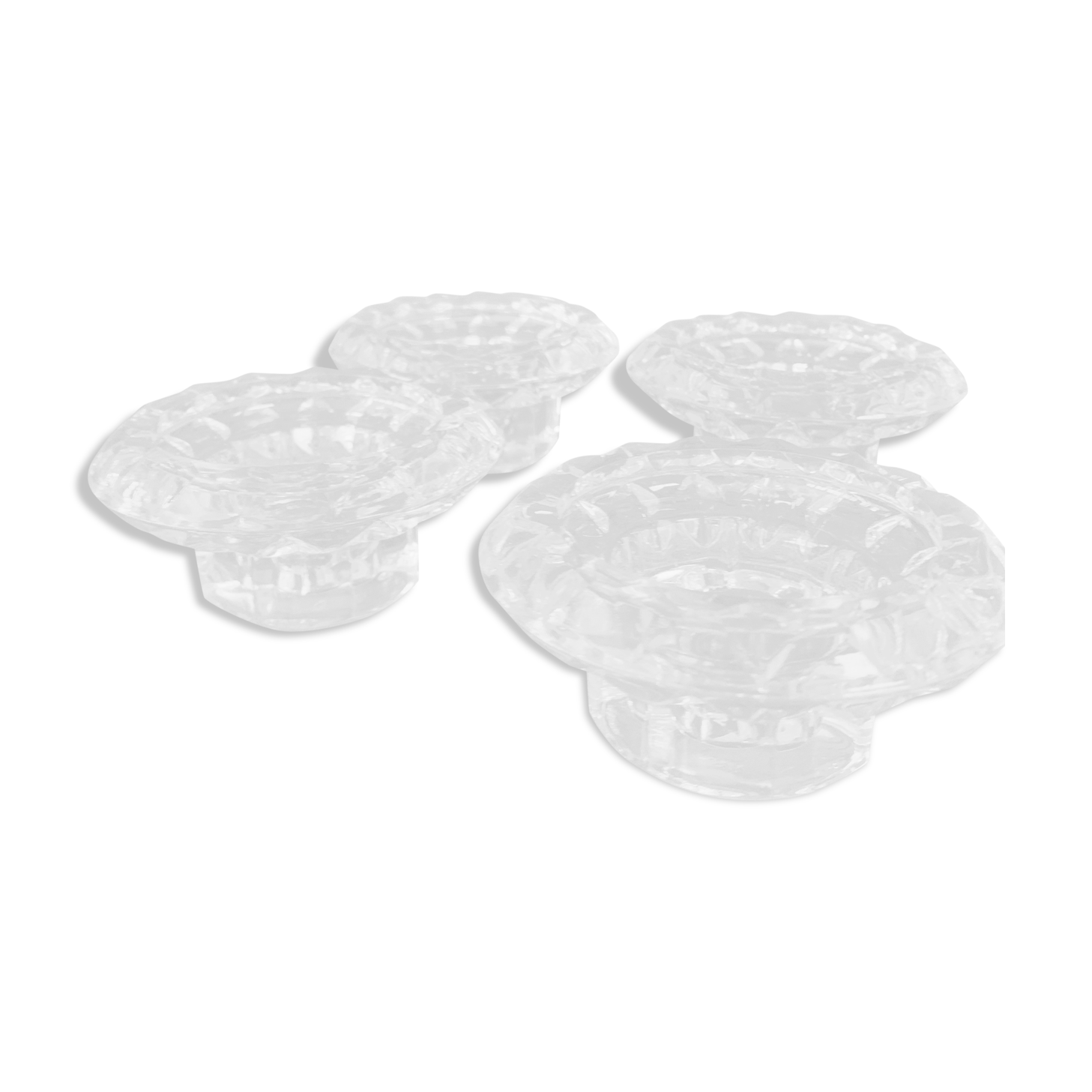 Lot 4 moulded glass candlesticks