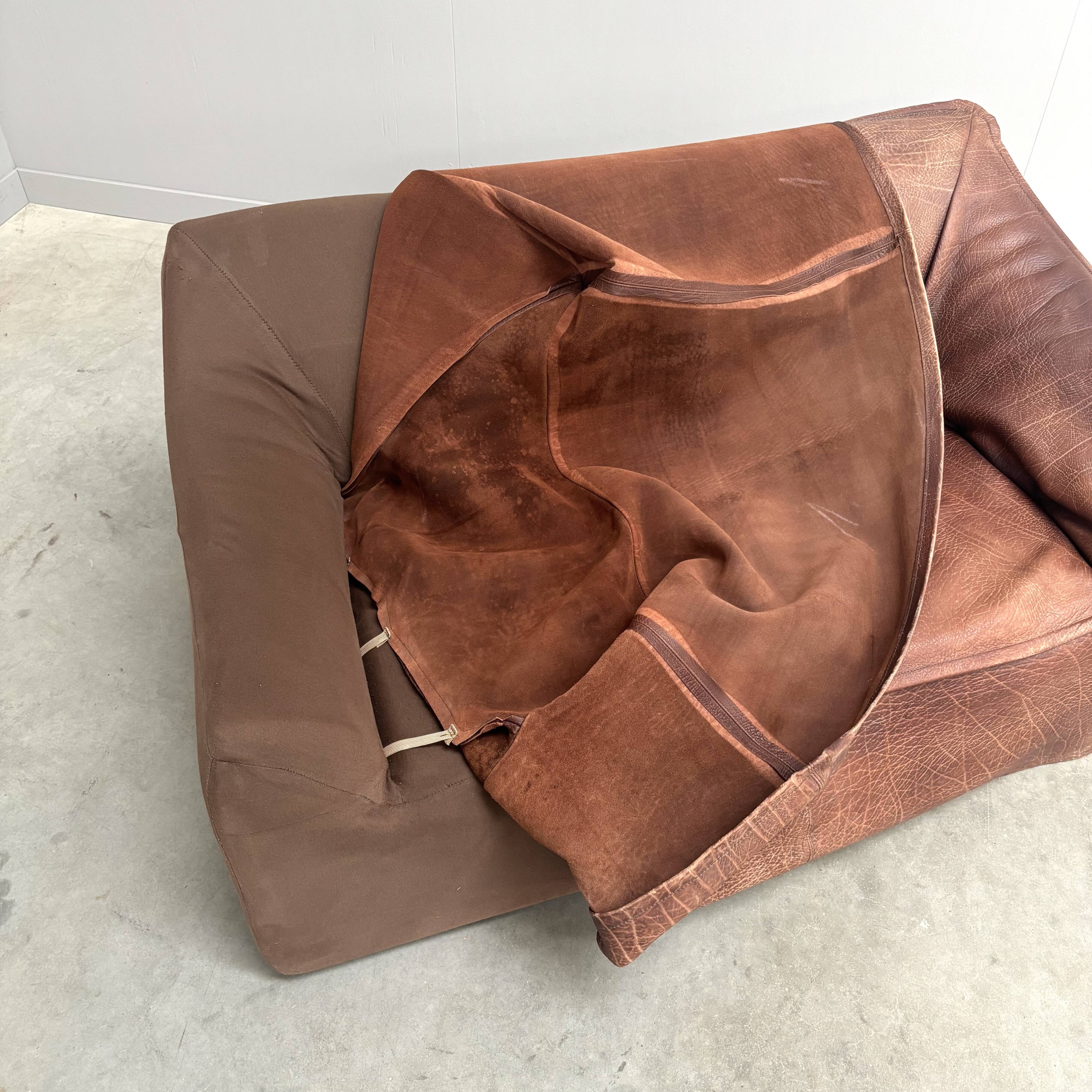Vintage leather 2 seat sofa by Lesser, 1970s (1 of 2)