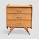 Vintage chest of drawers with compass feet, raw oak, 1960
