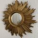 Vintage mirror 1960 witch's eye sun gold leaf - 43 cm