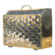 Vintage magazine rack, two-tone woven brass magazine rack, book storage