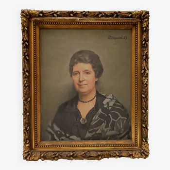 Huile sur toile "portrait de femme " par dequene albert xx siècle