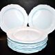 MONTEREAU Set of 12 old scalloped flat plates Pastel blue opaque earthenware 1820-30