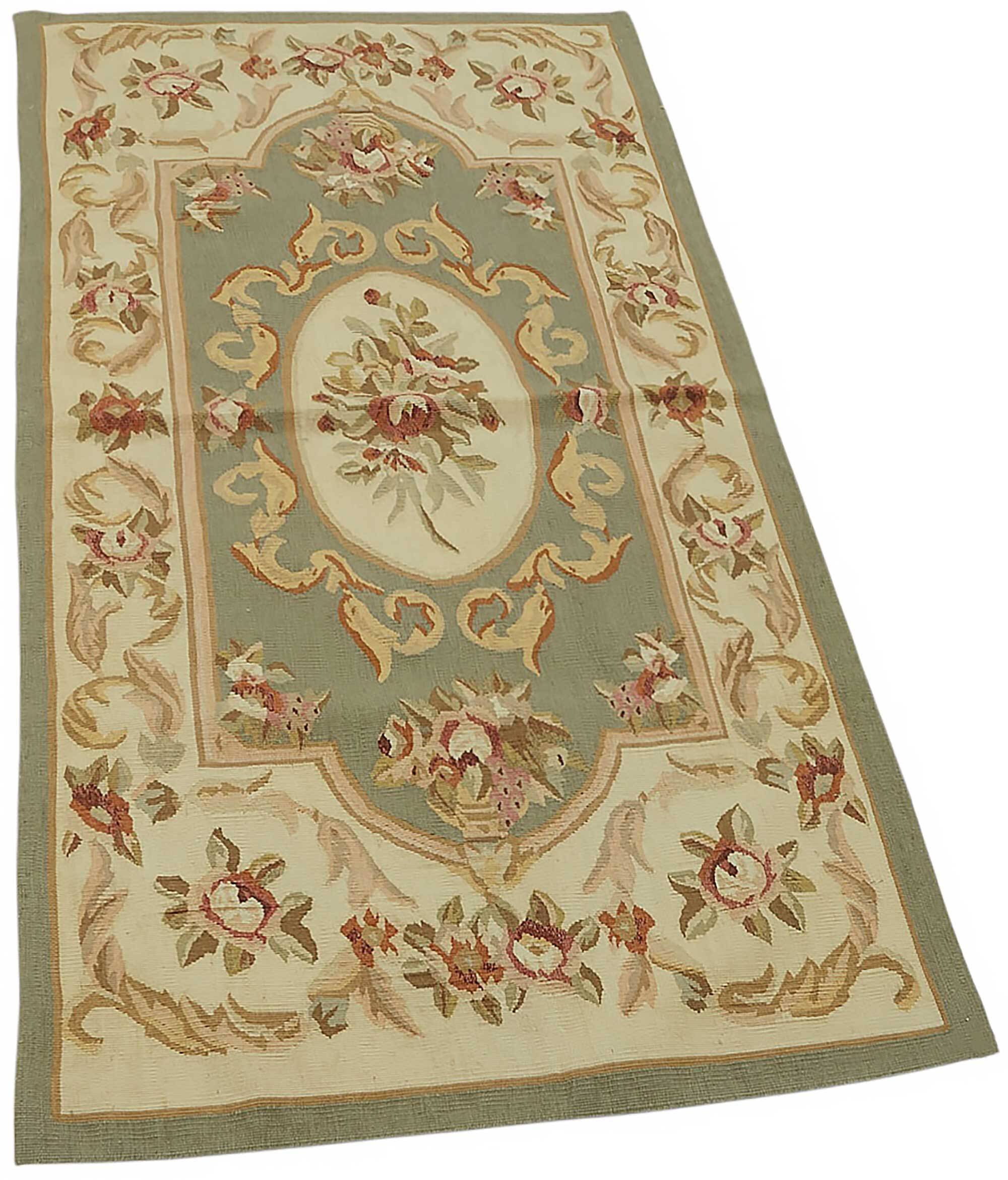 Handmade European Vintage Aubusson Kilim 71 cm x 143 cm