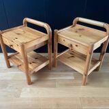Pair of solid pine bedside tables