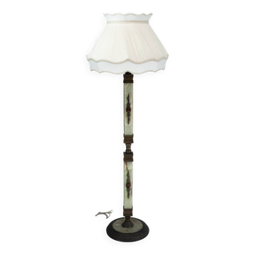 Rare lampe de sol en onyx et bronze de style Hollywood Regency, années 1970