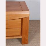 Vintage chest of drawers in solid elm from the 1980s.