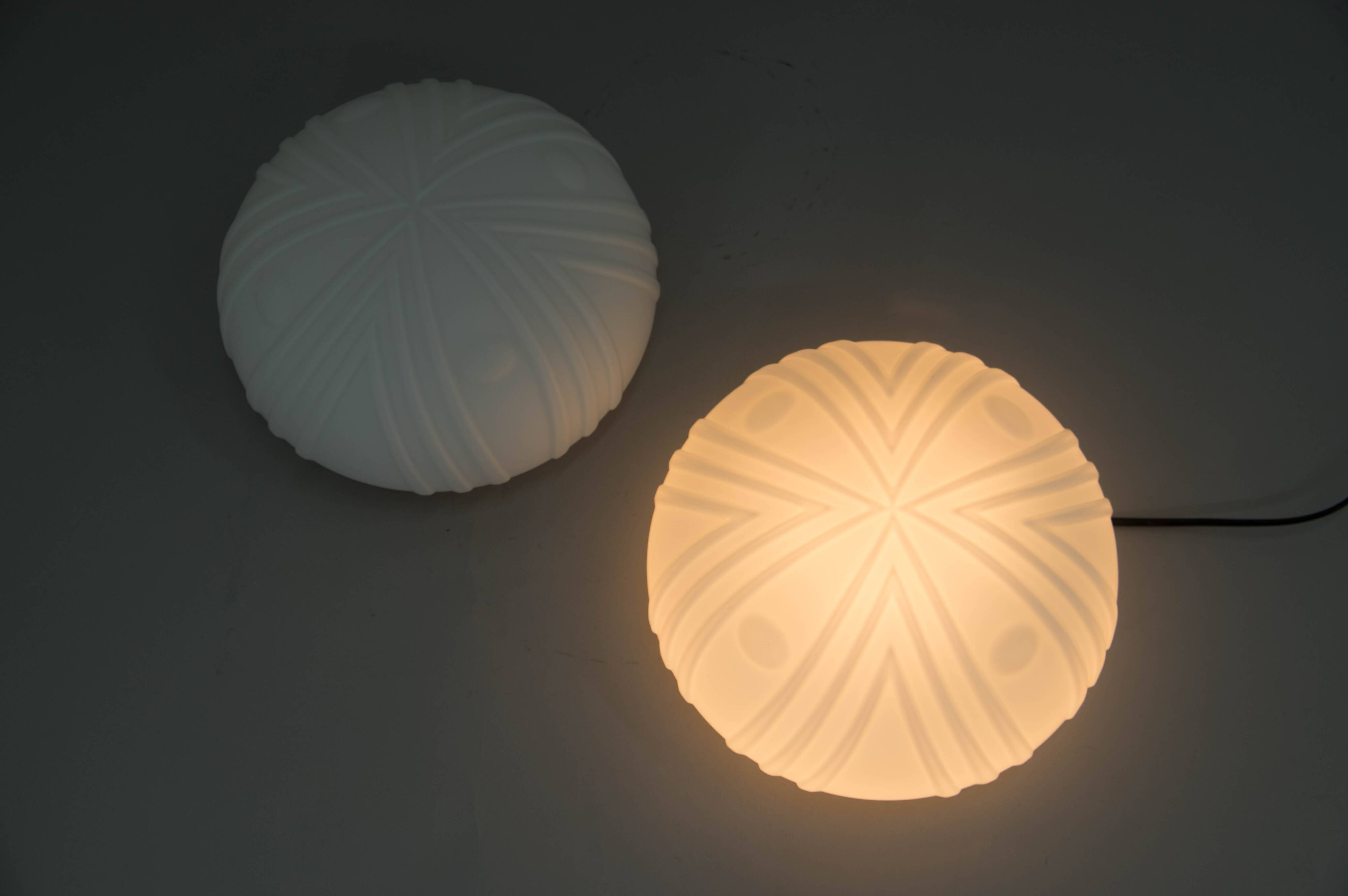 Pair of Mid-Century Flush Mounts, 1990s