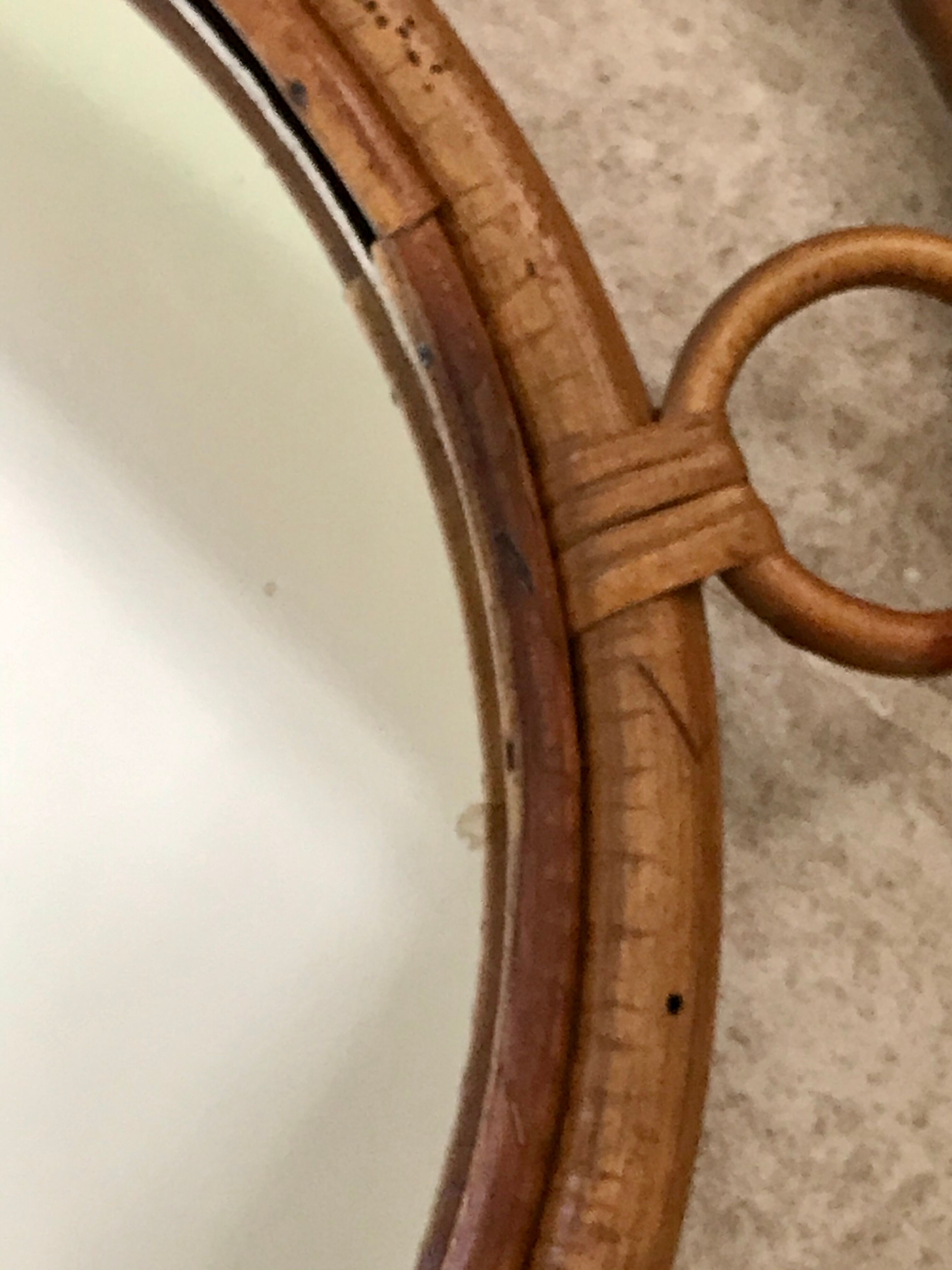 Vintage rattan round mirror 43cm