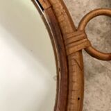 Vintage rattan round mirror 43cm