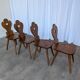 Set of 4 Farmhouse Tyrolean Chair with Heart Cutout Back / 1970s Vintage Di