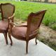 Cane and leather armchair in Louis XV style