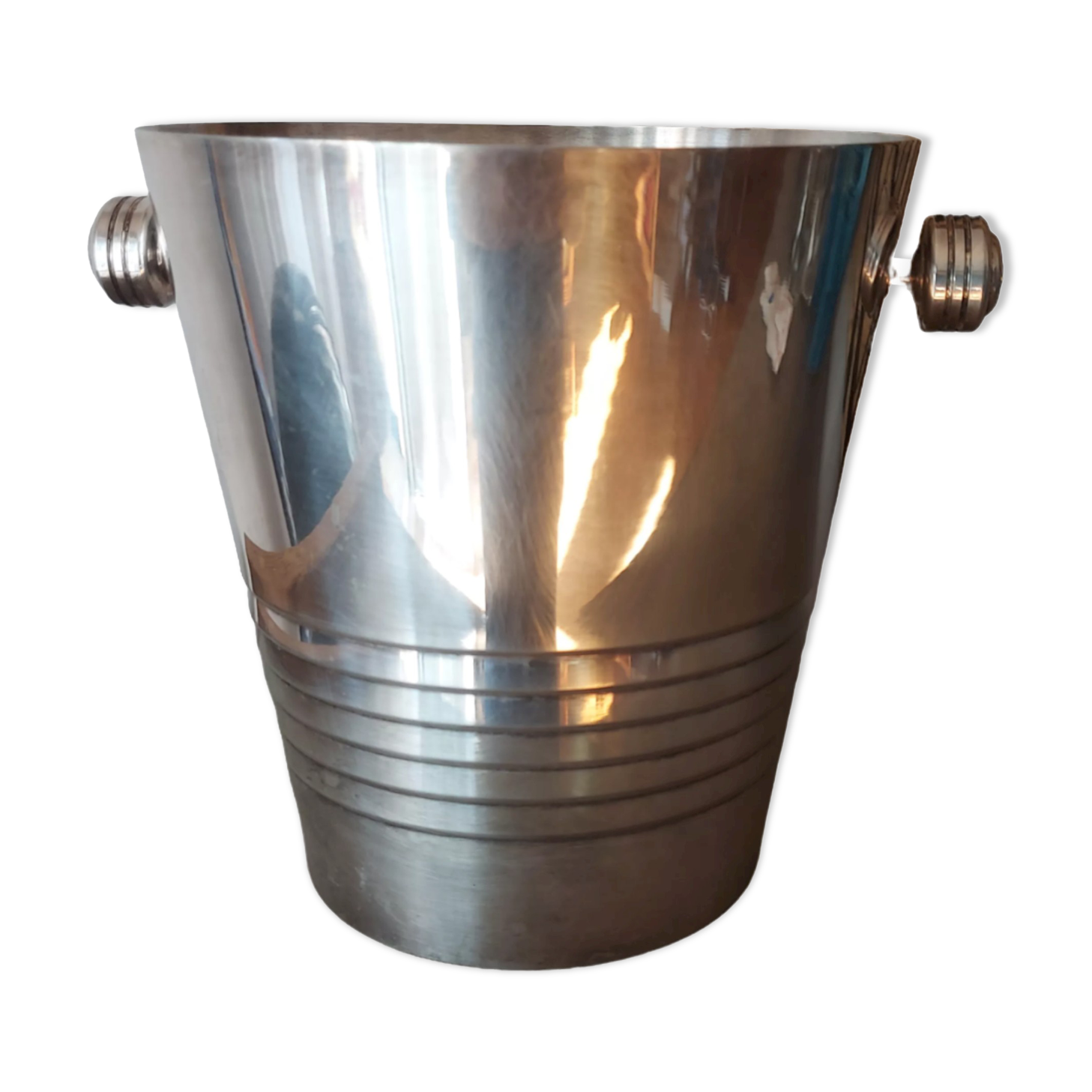Ice bucket art deco champagne bucket in silver metal