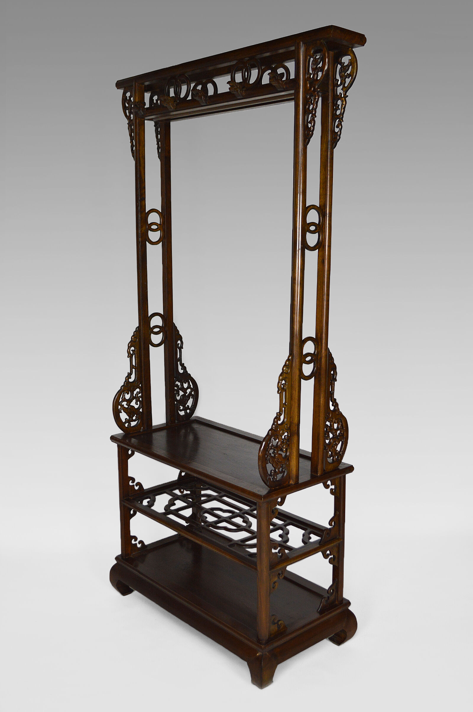 Wardrobe with Asian coat made of wood carved with dragons